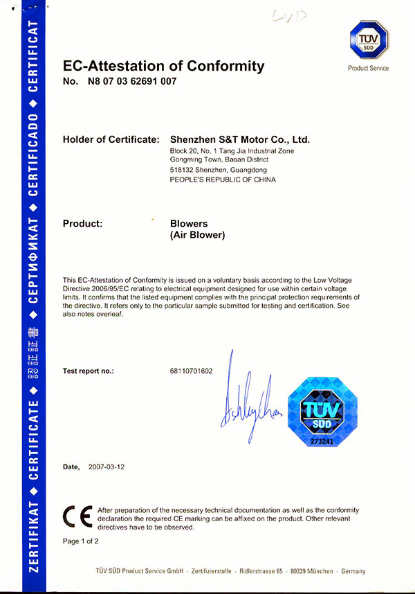 blowers-CE-TUV-LVD-Certificate